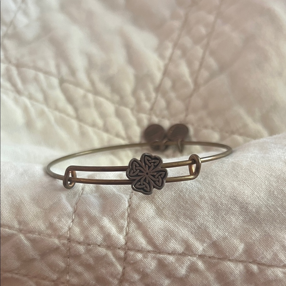 Alex and Ani Gold Tone Clover Bracelet